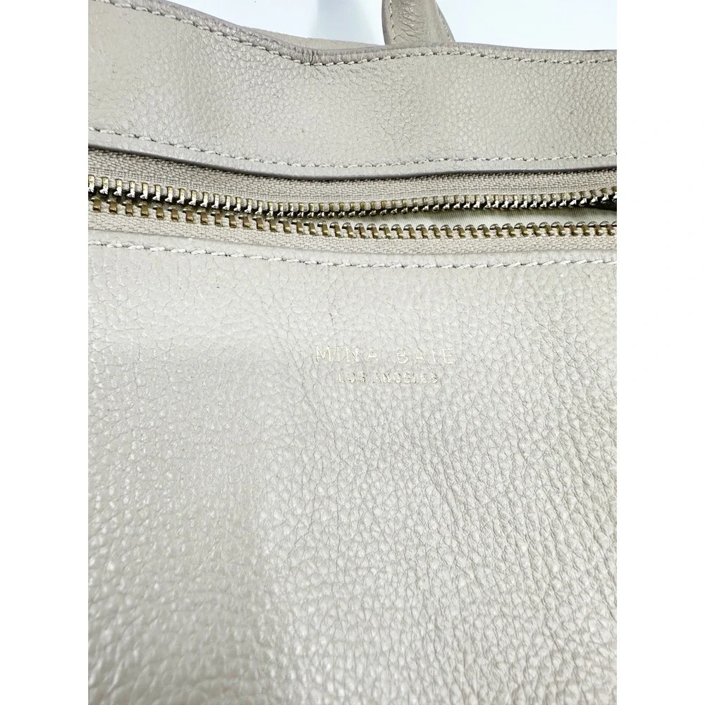 Mina Baie FLAW Diaper Bag Backpack Harper Tan Leather Minimalist Mom Bag